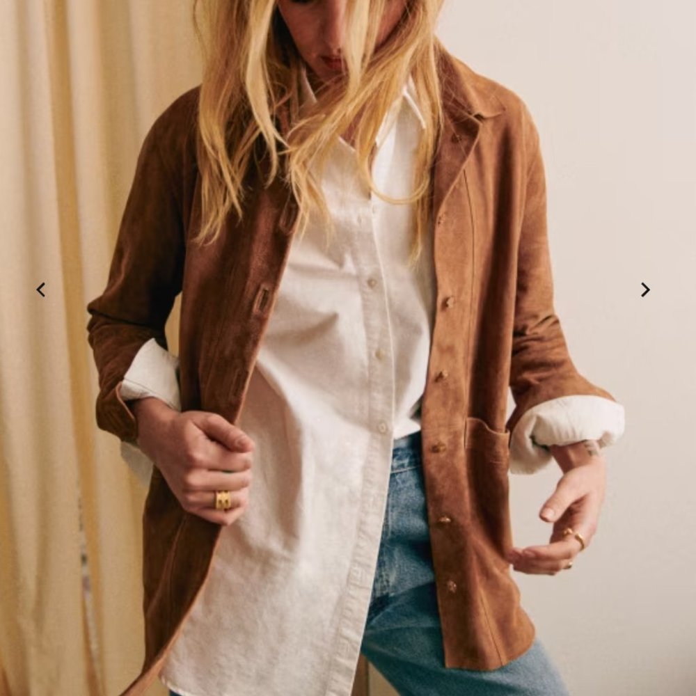 Sezane Will Jacket in Camel Suede
